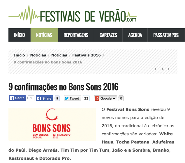 9 confirmações no Bons Sons 2016 - Festivais de Verão 2016