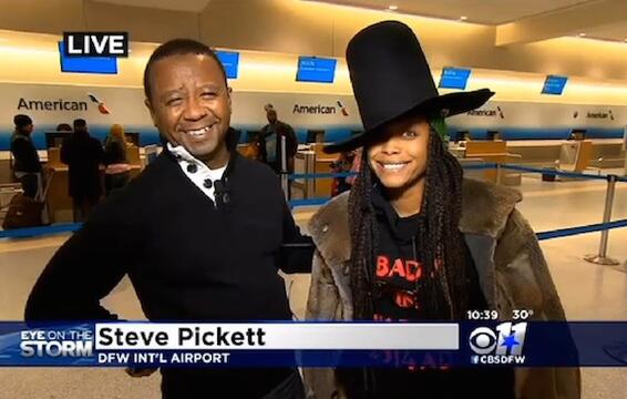 Erykah Badu Appears on Local News Report About Dallas Airport Delays