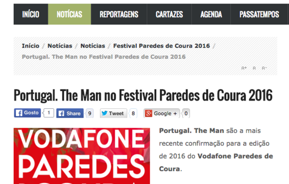 Portugal. The Man no Festival Paredes de Coura 2016- Festivais de Verão 2016