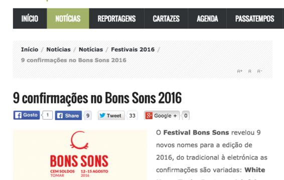 9 confirmações no Bons Sons 2016 - Festivais de Verão 2016