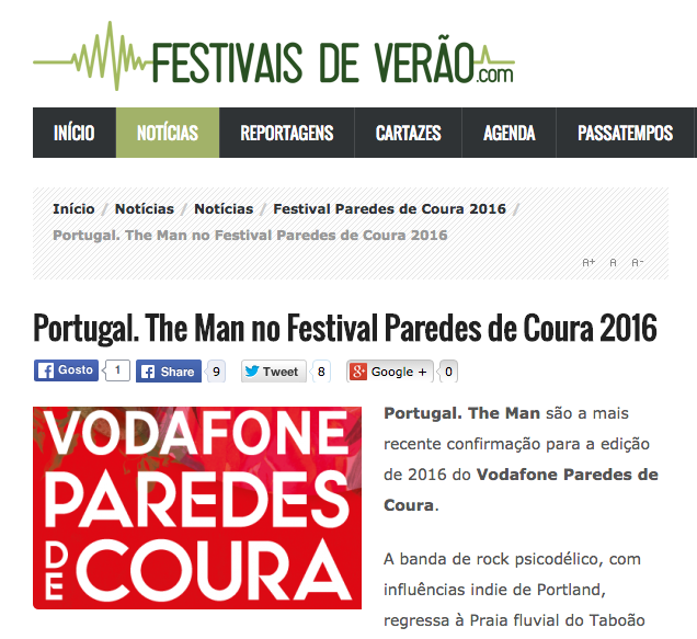 Portugal. The Man no Festival Paredes de Coura 2016- Festivais de Verão 2016